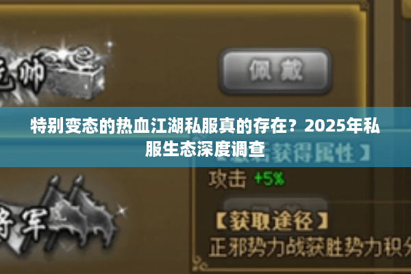 特别变态的热血江湖私服真的存在？2025年私服生态深度调查