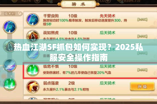 热血江湖SF抓包如何实现？2025私服安全操作指南